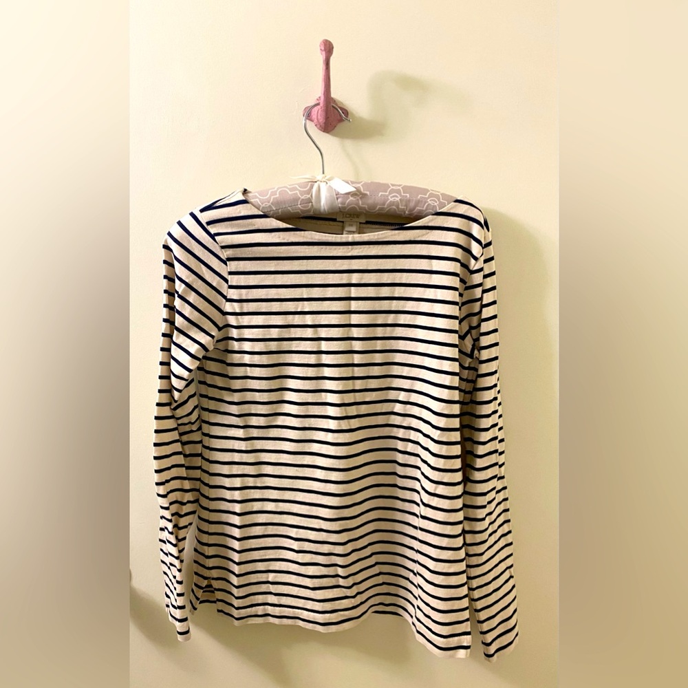 J. Crew Navy and Cream Striped Top